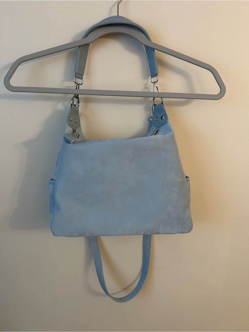 Light Blue Suede Shoulder Bag - Picture 5 of 5